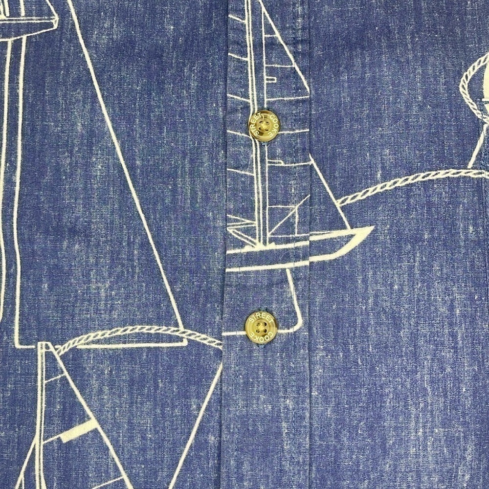 Cooke Street Honolulu Yacht Hawaiian Button Down Shirt 1970s Vintage Men Large - Picture 4 of 7